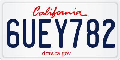 CA license plate 6UEY782