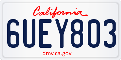 CA license plate 6UEY803