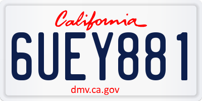 CA license plate 6UEY881
