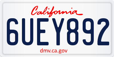 CA license plate 6UEY892