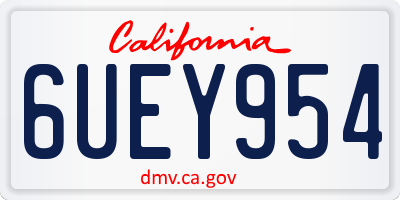 CA license plate 6UEY954