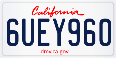 CA license plate 6UEY960
