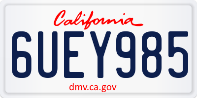 CA license plate 6UEY985