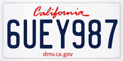 CA license plate 6UEY987