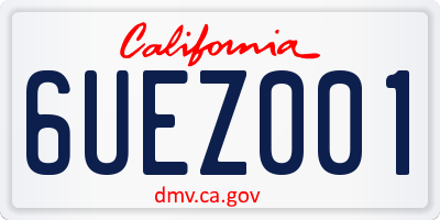 CA license plate 6UEZ001