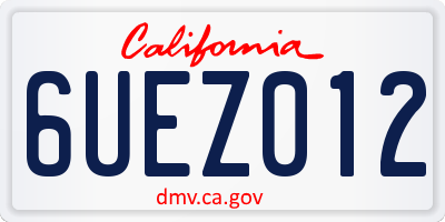 CA license plate 6UEZ012