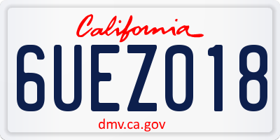 CA license plate 6UEZ018