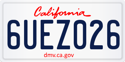 CA license plate 6UEZ026