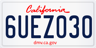 CA license plate 6UEZ030
