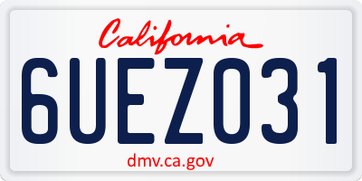 CA license plate 6UEZ031