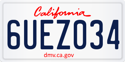 CA license plate 6UEZ034