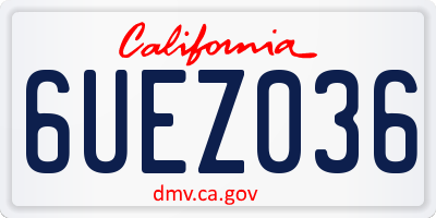 CA license plate 6UEZ036