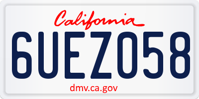 CA license plate 6UEZ058