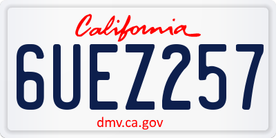 CA license plate 6UEZ257