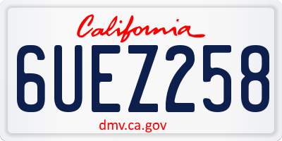 CA license plate 6UEZ258