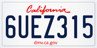 CA license plate 6UEZ315