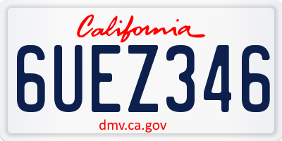 CA license plate 6UEZ346