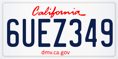 CA license plate 6UEZ349