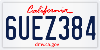 CA license plate 6UEZ384