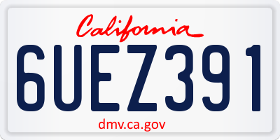 CA license plate 6UEZ391