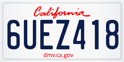 CA license plate 6UEZ418