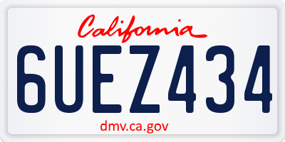 CA license plate 6UEZ434