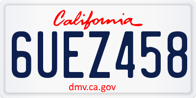 CA license plate 6UEZ458