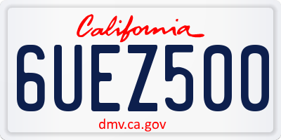 CA license plate 6UEZ500