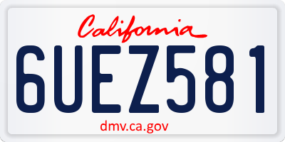 CA license plate 6UEZ581