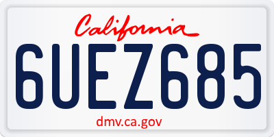 CA license plate 6UEZ685