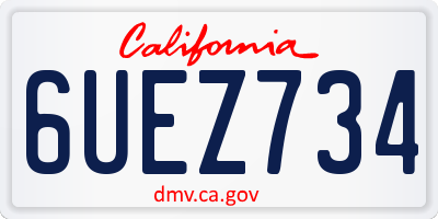 CA license plate 6UEZ734