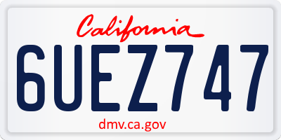 CA license plate 6UEZ747