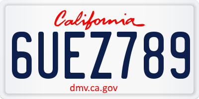 CA license plate 6UEZ789