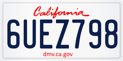CA license plate 6UEZ798