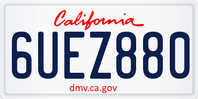 CA license plate 6UEZ880