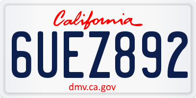 CA license plate 6UEZ892