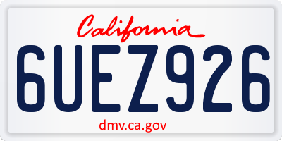 CA license plate 6UEZ926