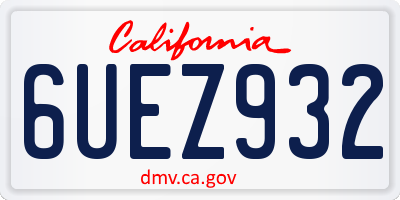 CA license plate 6UEZ932