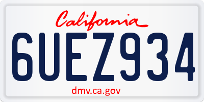 CA license plate 6UEZ934