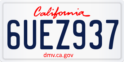 CA license plate 6UEZ937