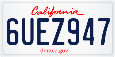 CA license plate 6UEZ947