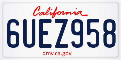 CA license plate 6UEZ958
