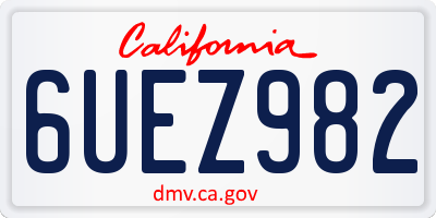 CA license plate 6UEZ982