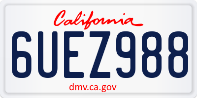 CA license plate 6UEZ988