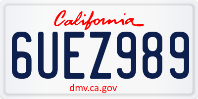 CA license plate 6UEZ989