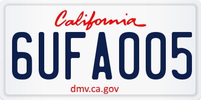 CA license plate 6UFA005
