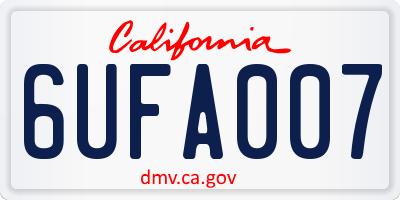 CA license plate 6UFA007