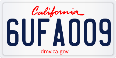 CA license plate 6UFA009