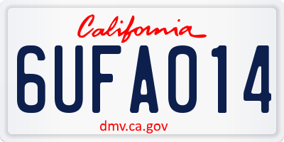 CA license plate 6UFA014