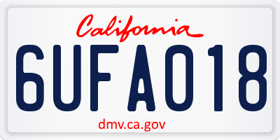 CA license plate 6UFA018